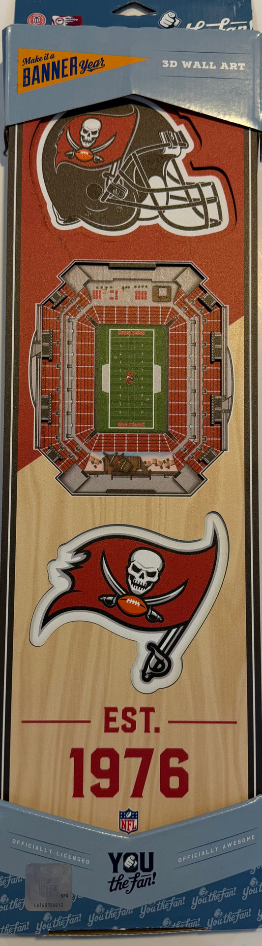 TAMPA BAY BUCCANEERS 12X24 LASER CUT HELMET LOGO STADIUM WOOD SIGN