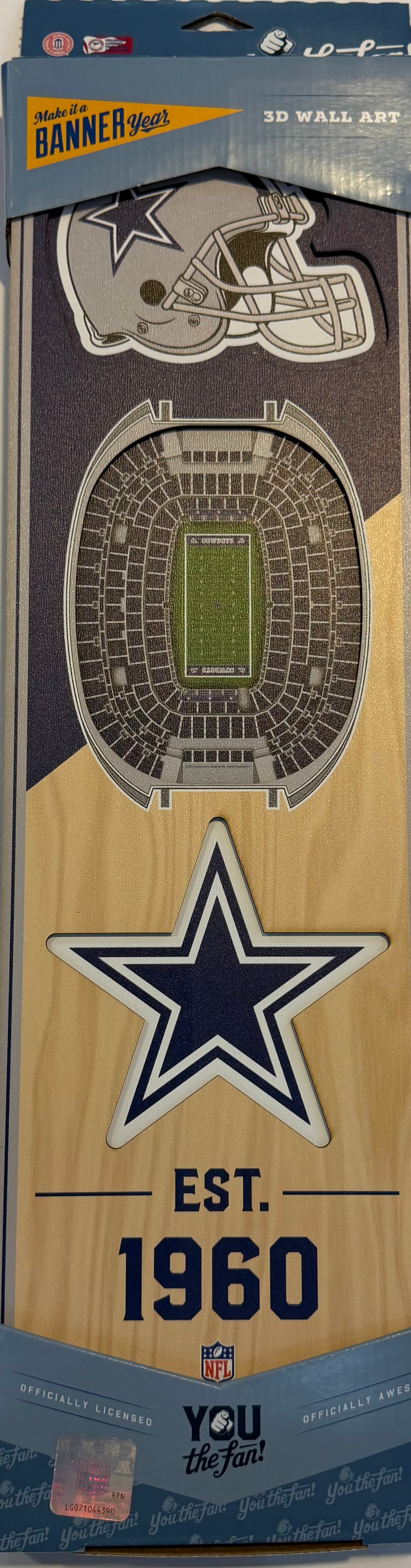 DALLAS COWBOYS 12X24 LASER CUT HELMET LOGO STADIUM WOOD SIGN