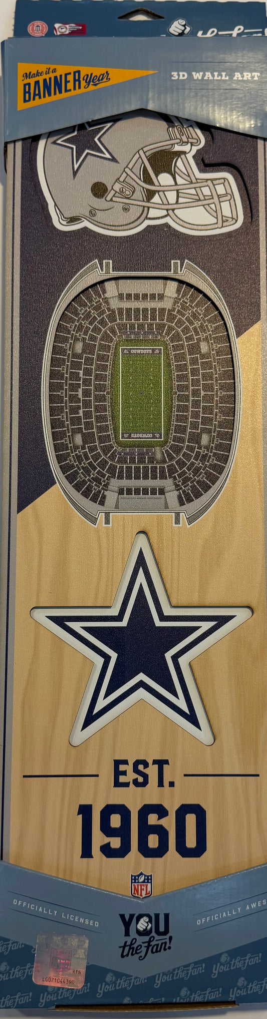 DALLAS COWBOYS 12X24 LASER CUT HELMET LOGO STADIUM WOOD SIGN