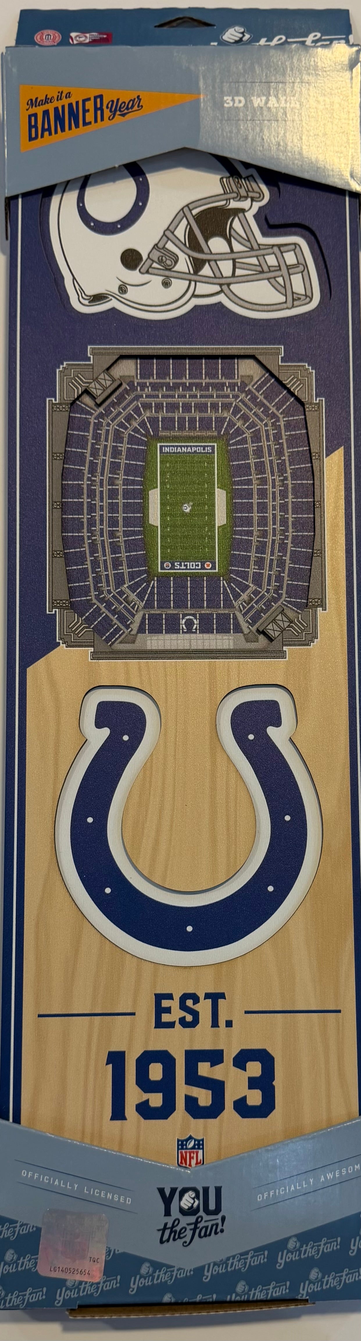 INDIANAPOLIS COLTS 12X24 LASER CUT HELMET LOGO STADIUM WOOD SIGN