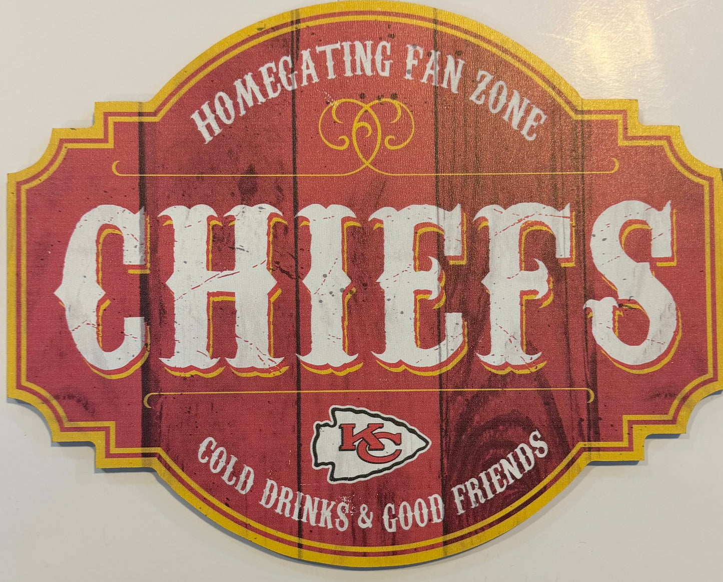 KANSAS CITY CHIEFS 12X12 WOOD SIGN