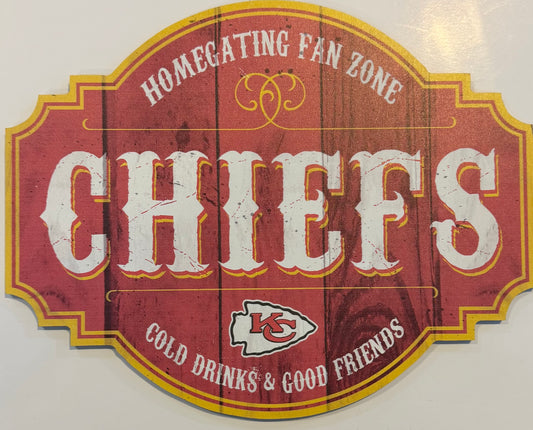 KANSAS CITY CHIEFS 12X12 WOOD SIGN