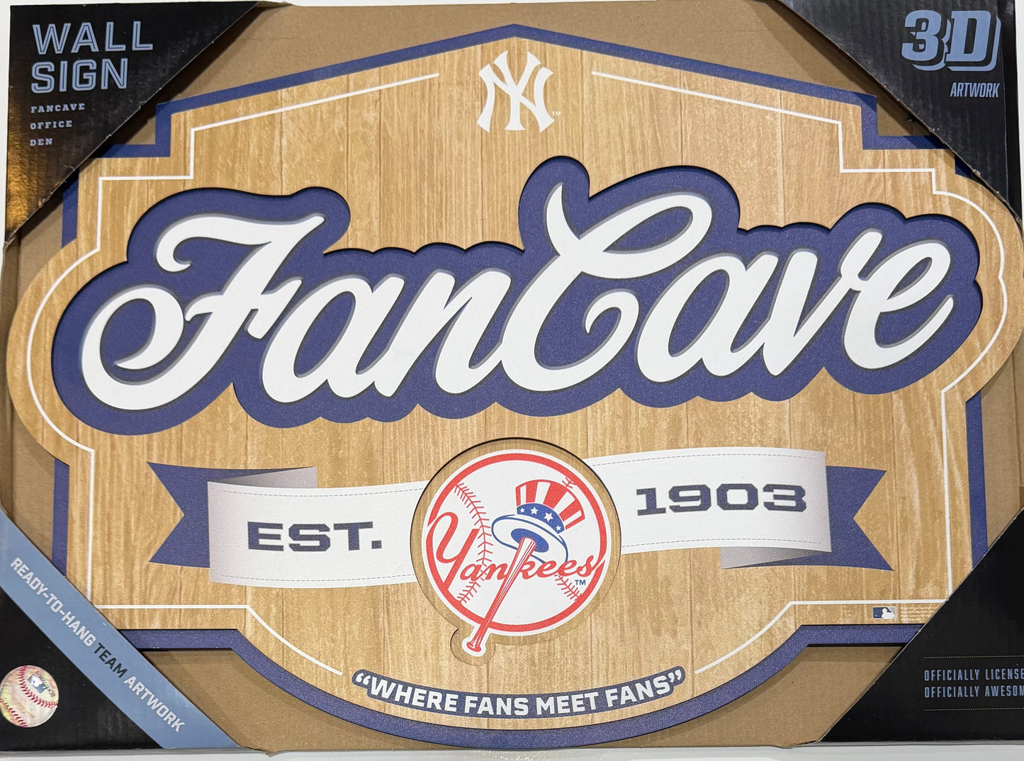 NEW YORK YANKEES 12.5X17 LASER CUT FANCAVE AND LOGO WOOD SIGN