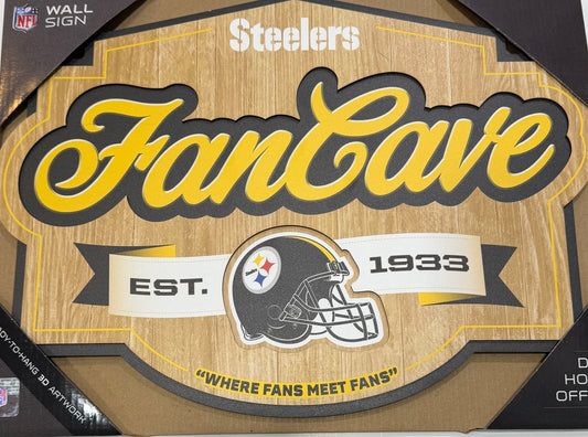 PITTSBURGH STEELERS 12.5X17 LASER CUT FANCAVE AND LOGO WOOD SIGN