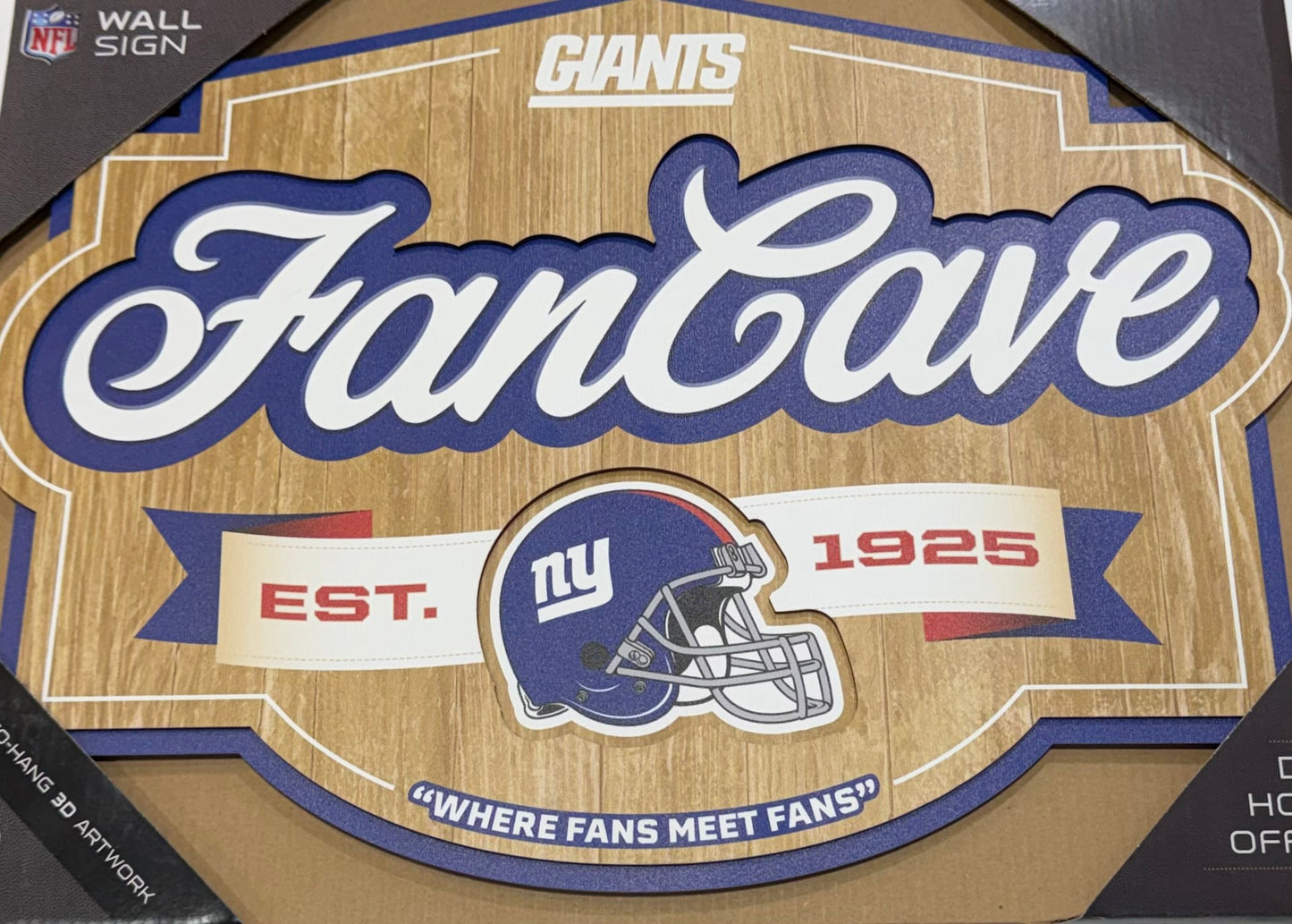 NEW YORK GIANTS 12.5X17 LASER CUT FANCAVE AND LOGO WOOD SIGN