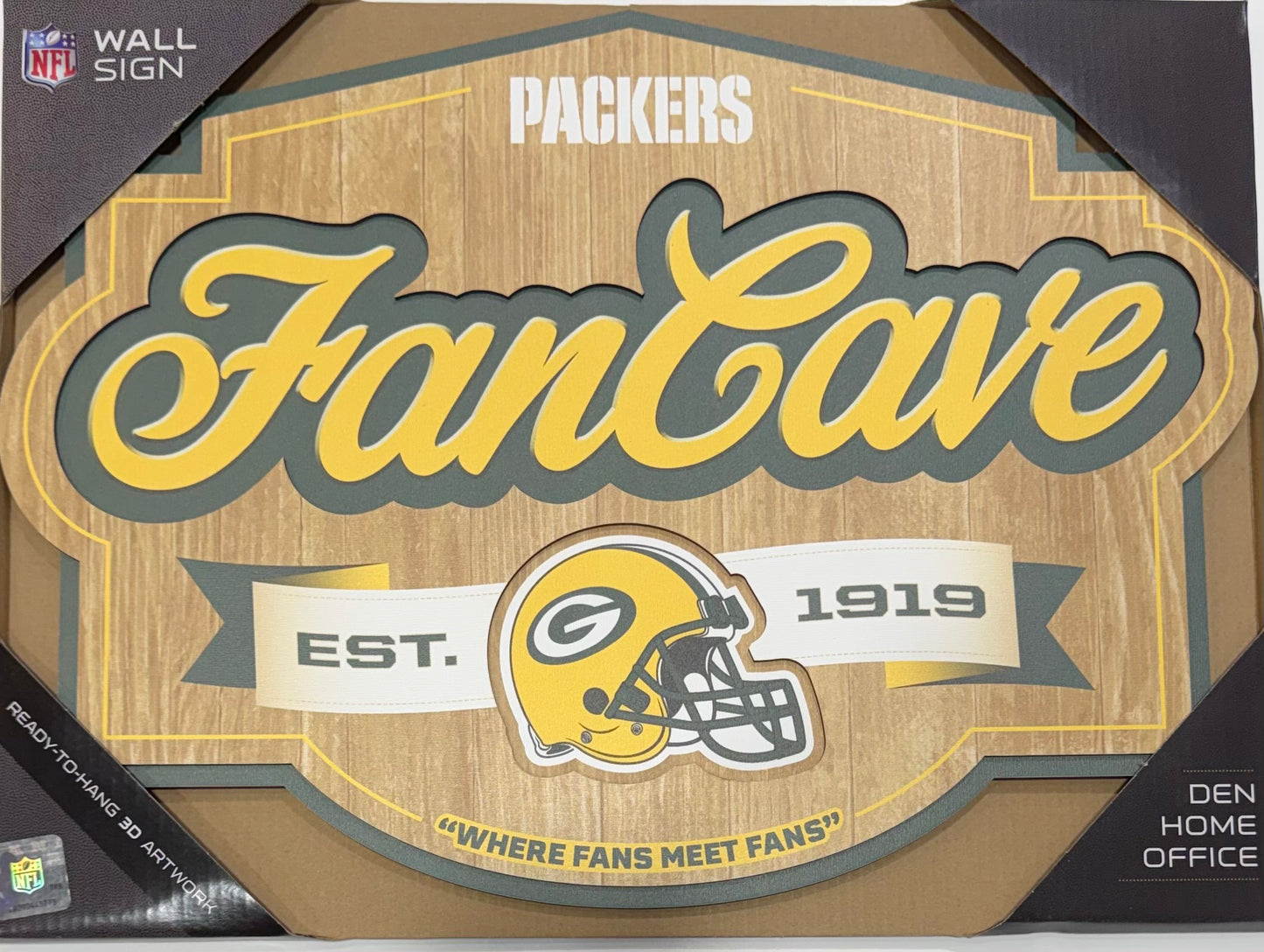 GREEN BAY PACKERS 12.5X17 LASER CUT FANCAVE AND LOGO WOOD SIGN