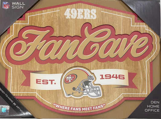 SAN FRANCISCO 49ERS 12.5X17 LASER CUT FANCAVE AND LOGO WOOD SIGN