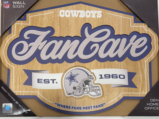 DALLAS COWBOYS 12.5X17 LASER CUT FANCAVE AND LOGO WOOD SIGN