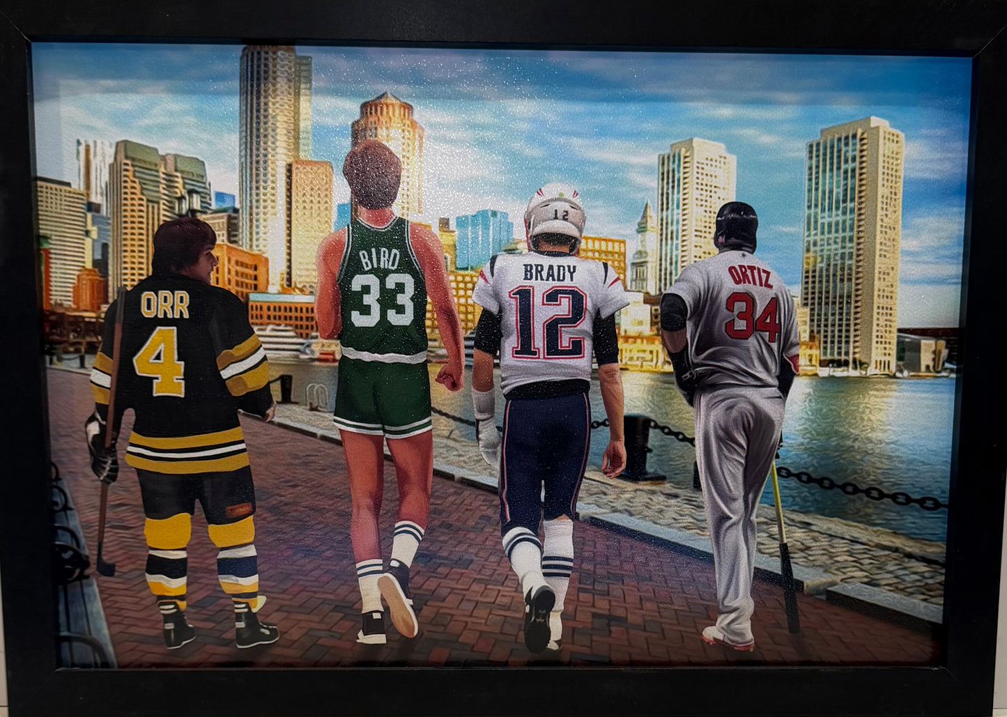 12X18 Boston Legends Waterfront Framed Collage Print – Orr, Bird, Brady & Ortiz