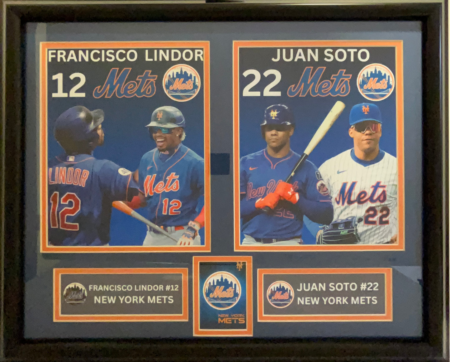 NEW YORK METS FRANCISCO LINDOR/JUAN SOTO 16X20 DOUBLE MATTED PHOTOS FRAMED