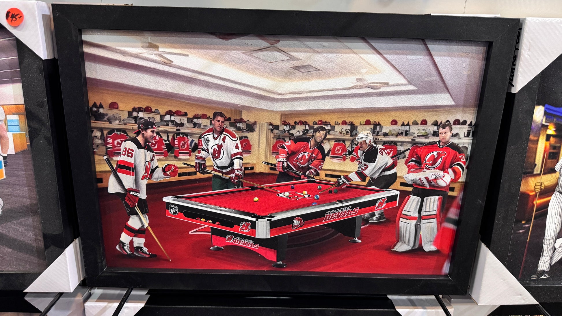 New Jersey Devils Legends Pool Table Locker Room Framed Collage Print